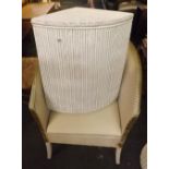 WHITE PAINTED LOOM LINEN BASKET