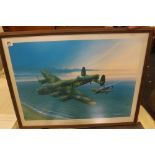 LIMITED EDITION F/G PRINT OF A LANCASTER BOMBER SIGNED BY ARTIST