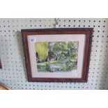 SMALL F/G WATERCOLOUR OF A DUCK POND SIGNED BY DAVID HEANEY