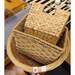 WICKER LOG BASKET & 2 OTHER BASKETS