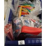 CARTON OF MARKERS, STENCILS & RULERS, CARTON OF COLOUR PAINTS, MOULDS & KEY RINGS