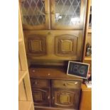 A BUREAU BOOKCASE WITH LADEN GLASS (3FT WIDE)