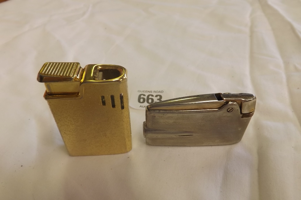 2 VINTAGE RONSON GAS LIGHTERS - 1 BEING GOLD COLOURED