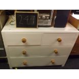 GOOD QUALITY PAINTED PINE CHEST OF 2 LONG & 2 SHORT DRAWERS 42'' SIDE