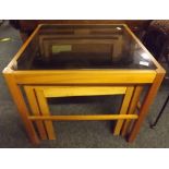 NEST OF 3 1980's GLASS TOPPED COFFEE TABLES