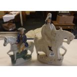 2 STAFFORDSHIRE FLAT BACK STYLE MEN ON HORSES - 1 NAME TOM KING