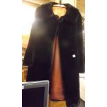 FINE QUALITY LONG BLACK FUR COAT WITH SILK LINING