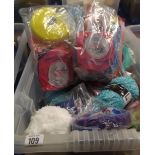 2 CARTONS OF MIXED KNITTING WOOL, EMBROIDERY THREADS & COTTON