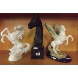 SHELF OF THREE HORSE ORNAMENTS