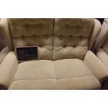 BEIGE UPHOLSTERED 2 SEATER SETTEE AND MATCHING ARMCHAIR (MATCHES LOT 340)