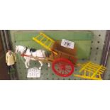 BRITAIN'S 4F TUMBLE CART COMPLETE WITH FARM HAND, HORSE & HAYRACK'S BOXED