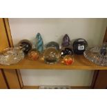 SHELF OF GLASS PAPERWEIGHTS INCL: CAITHNESS