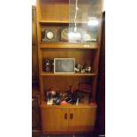 MODERN TEAK LOUNGE UNIT WITH CUPBOARDS & SHELVING 32'' WIDE