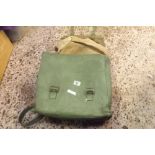 GREEN PAINTED KHAKI HAVERSACK WITH OTHER BAGS