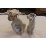 2 LLADRO FIGURES - 1 OF A PONDERING ANGEL & 1 OF A YAWNING DOG