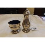 A SILVER PEPPER & A MATCHING SALT WITH B.G.L - B'HAM