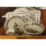 BASKET OF BOTANIC GARDEN PORTMEIRION CHINA INCL: CLOCK, BOWLS, TRAYS ETC