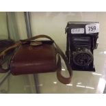 A SMALL ZEISS IKON DERVAL FOLDING CAMERA WITH CASE