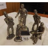 5 WHITE METAL CAST FIGURES