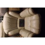 CREAM COLOURED LEATHERETTE ARMCHAIR