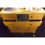 GOOD QUALITY PINE CHEST OF 3 LONG & 2 SHORT DRAWERS 42'' WIDE