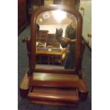 SMALL MAHOGANY SWING MIRROR WITH DRAWER