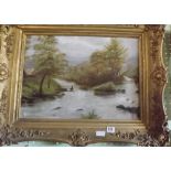 LARGE GILT FRAMED OIL PAINTING BY LINGHAM