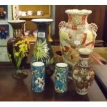 SHELF OF VARIOUS VASES