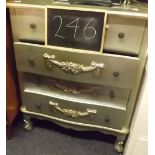 FINE QUALITY GILT PAINTED CHEST OF 4 DRAWERS WITH SWAG SCROLLING 32'' WIDE