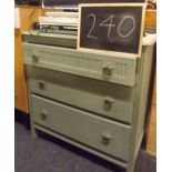 GREEN PAINTED OAK CHEST OF 3 DRAWERS 30'' WIDE