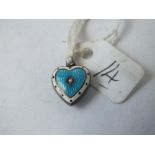 A small enamel & pearl heart shaped locket