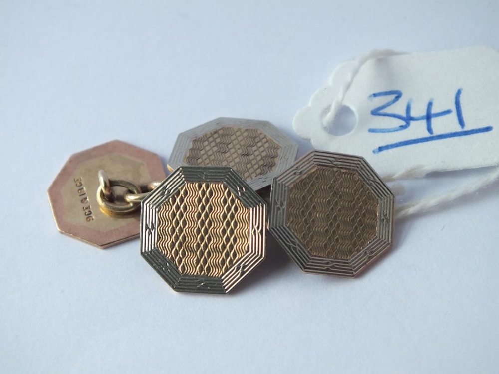 A 2 colour gold cufflinks set in 18ct gold -5.5gms