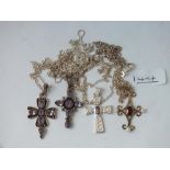 Four silver chain pendant necklaces
