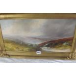GEORGE SHAW - Figure by Dartmoor stream - on board - 10 x 20 - signed