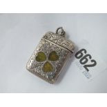 Vesta case inset with green hard-stone shamrocks - B'ham 1906 by FC&S