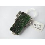 A jade & paste silver clip