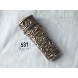 Georgian etui case chased with scrolls and flowers with hinge top - makers mark only RP - with