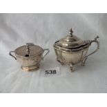 Two mustard pots with BGL - 1 x London 1931 - 121gms