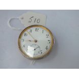 A gents pocket watch with rear winder