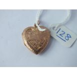 A heart locket in 9ct - 2.8gms