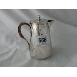 A plain small hot water jug, cane handle - B'ham 1900 -128gms