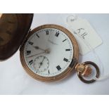 A gilt gents pocket watch with seconds sweep by Thomas Russell & Son, Liverpool (cracked dial)