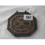 Middle Eastern parcel gilt octagonal mirror with chased back - 4" wide