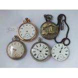 Five various gents pocket watches in poor condition