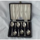 Boxed set of six plain teaspoons - B'ham - 91gms