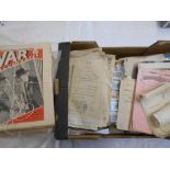 EPHEMERA a box of old receipts, photos etc. plus a collection of War Illustrated issues