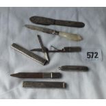 Five more fruit knives/pencils, one Chester 1899