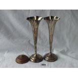 Pair of spill vases with fluted v-shaped stems - 8" high - B'ham 1903