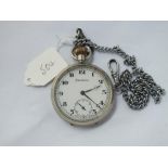 A metal pocket watch by HELVETIA with seconds sweep on metal Albert