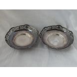 Pair of heavy pierced dishes on rim foot 5"DIA - Sheffield 1967 - 248gms
